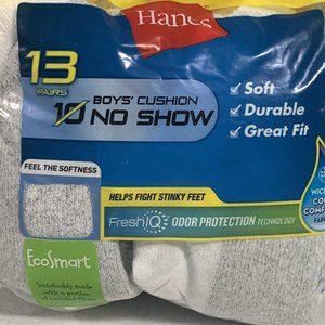 Hanes Boys Ankle Lightweight Socks SZ L (3-9 Shoe SZ) 13 Pairs - New in Package